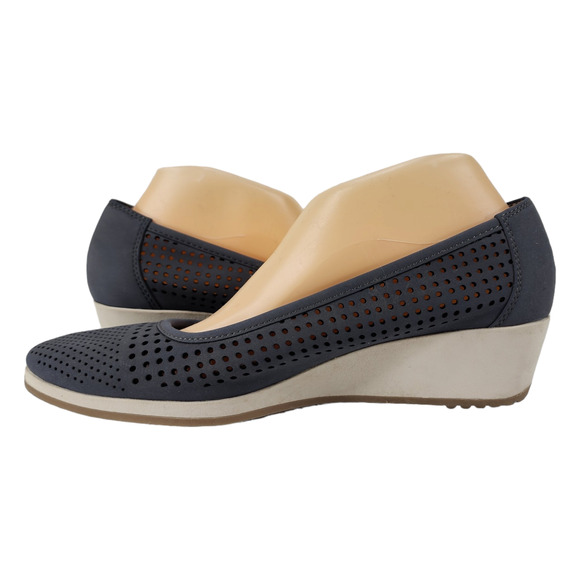 Naturalizer Becky Wedge Heels 9.5 Women Gray White N5 Comfort Shoe Perforated - Picture 8 of 13